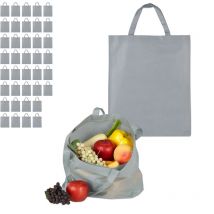 Set de 40 bolsas reutilizables para la compra, Asas cortas, 49,5 x 40 cm, Gris