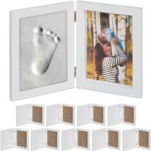 Cadre photos bébé avec empreintes plâtre, lot de 10, jeu pour main ou pied, diy empreinte bébé avec cadre, blanc