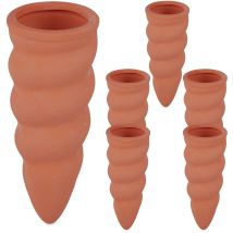 Relaxdays - Clay Watering Spikes, Set of 6, Stakes for 1.5 l Plastic Bottes, for Indoor & Outdoor Plants, Terracotta