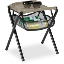 Relaxdays - Sgabello Pieghevole, con Tasca, Max. 120 kg, Portatile, Leggero, da Campeggio e Pesca, hlp: 39x29x35 cm, Beige