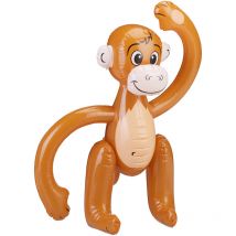Relaxdays Singe Gonflable Petit Singe Animal Piscine Déco Fête Jungle Safari Carnaval Jouet Aquatique Enfant, Marron