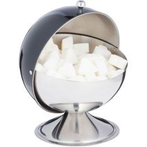 Relaxdays - Sucrier avec couvercle roulant, acier brillant, sucre, sucreries, boîte de gateaux, rond,pour sucre, noir