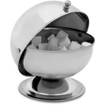 Sucrier Boule rond sweety avec couvercle Boule à sucre Bistro refermable 14 x 13 x 13 cm, argenté - Relaxdays