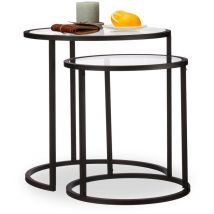 Relaxdays - Table basse d'appoint gigogne lot de 2, Tables de nuit ronde, Tables de chevet, HxLxP : 50,5 x 50 x 50cm, noir