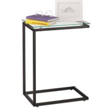 Relaxdays - Table d'appoint haute, forme de u, plateau en verre, cadre en métal, meuble, h x l x p : 61 x 30 x 45 cm, noir
