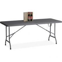 Relaxdays - table de jardin pliante, 73 x 180 x 74 cm, plastique et acier, résistante aux intempéries, grise