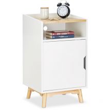 Relaxdays - Table de nuit blanche, table chevet porte, table de lit, commode, nordique scandinave 74 x 43 x 40 cm, blanc