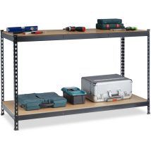 Tabli, 2 plans de travail adaptables, table de travail pour atelier, acier, hlp : 92 x 150 x 60 cm, noir - Relaxdays