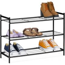 Relaxdays - tagère à chaussures en métal, 3 niveaux, range-chaussures 9 paires, HxLxP : 50 x 70 x 26 cm, vertical, noir