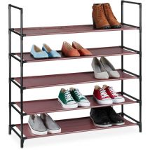 Relaxdays - tagère à chaussures xl, système d'emboîtement, 5 étages, 20 paires, rangement, hlp 90,5x87,5x30 cm, bordeaux