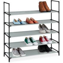 Relaxdays - tagère à chaussures xl, système d'emboîtement, 5 étages, 20 paires, rangement, HxLxP 90,5x87,5x30 cm, gris