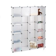 Tagère cubes rangement penderie armoire 14 compartiments plastique 2 tringles modulable plastique, transparent - Relaxdays