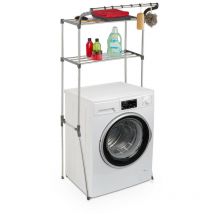 Relaxdays - tagère pour machine à laver en métal, 2 étages, superstructure pour sèche-linge, hlp : 173,5x70x51 cm, argent