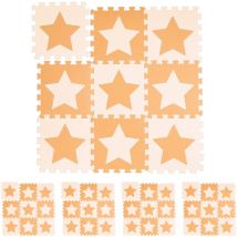 Relaxdays - Tapis de jeu, lot de 45 pièces de puzzle, étoiles, mousse eva, sans polluants, 91x91 cm par carré, 3,2 m², orange-beige