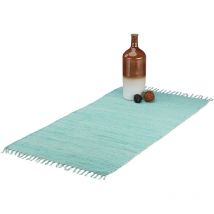 Tapis à franges tissé coton salon couloir tapis passage 70 x 140 cm, diverses couleurs - Relaxdays