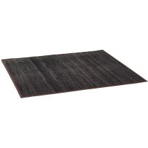 Tappeto in Bambù, 100x80 cm, Resistente all'Umidità, Antiscivolo, Bordi in Tessuto, Bagno, Nero - Relaxdays