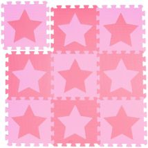 Set da 18x Tappeto Puzzle con Stelle, 18 Tasselli, 36 Parti, Gommapiuma eva Atossico Area da Gioco 1,6 m², Rosa Pink