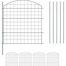 Teichzaun, 5 Zaunelemente, je HxB: 79x78 cm, Oberbogen, zum Stecken, Metall, Garten, Pool, Beetzaun, schwarz - Relaxdays