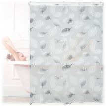 Relaxdays - Shower Roller Blind, Leaf Pattern, Flexible Mounting, Pull-up Curtain for Bath & Window, HxW: 120x240cm, Grey