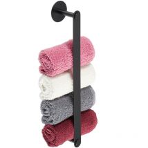 Porte-serviettes autoadhésif en inox, à fixer dans la salle de bain sans percer, hlp : 5,5 x 40,5 x 7 cm, noir - Relaxdays