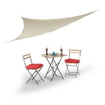 Toldo de vela, Triangular, Cuerdas para tensar, Accesorio de exterior, 3,5 x 3,5 x 3,5 m, 1 Ud., Beige - Relaxdays