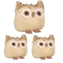 3 Topes para puertas con forma de búho, Decorativo, Lleno, Saco de tela para puertas, Marrón
