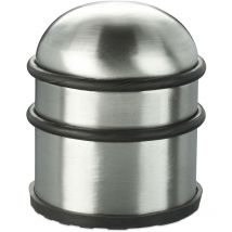 Tope Puerta, Puertas y Ventanas Pesadas, Acero Inoxidable y Goma, Alto y Redondo, Freno Suelo, 7cm ø, Plateado - Relaxdays