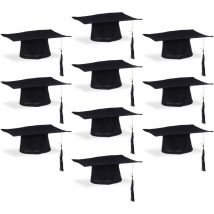 Relaxdays - Toque étudiant, lot 10, université diplôme chapeau remise de diplomes fin étude, noir