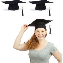 Relaxdays - Toque étudiant, lot 2, université diplôme chapeau remise de diplomes fin étude, noir