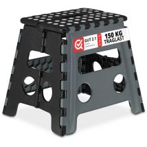 Klapphocker faltbar, 2er Set, Camping Hocker, Badhocker, bis 150 kg, Kunststoff, hbt 30x37x29 cm, grau/schwarz - Relaxdays