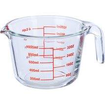 Relaxdays - Verre mesureur, 1 litre, résistant à la chaleur, au micro-ondes, gradué ml, oz, cups américaines, transparent