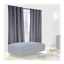 Vorhänge 2er Set, HxB 245x135 cm, blickdicht, lichtundurchlässig, barockes Muster, Verdunkelungsvorhänge, grau - Relaxdays