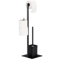 Wc Garnitur Mit Toilettenpapierhalter, Stehend, Für Bad, Hbt: 72 X 25 X 20 Cm, Stand Klobürstenhalter, Schwarz - Relaxdays