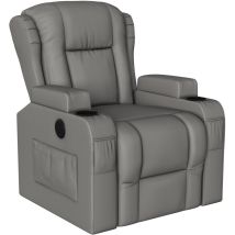 Relaxsessel Mit 8 Massagepunkten Im Lendenbereich Und Heizfunktion – Usb-ladegerät – Seitentaschen – Elektrischer Massagesessel – Grau