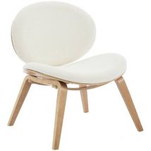 Sweeek - Relaxsessel Mit Gebogenem Holz Und Strukturiertem Bouclé-bezug, Strukuriertes Bouclé, Eichenfarben
