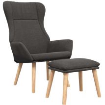 Relaxsessel mit Hocker Dunkelgrau Stoff vidaXL