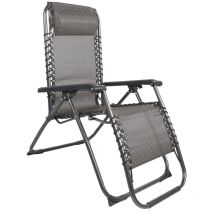 Relaxsessel Taupe Jacquard – Gepolstertes Kopfteil – Verstellbare Rückenlehne – Pulverbeschichtetes Metall – Wetterfest – Belastbarkeit bis 130 kg