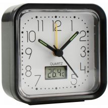Reloj Analógico con Alarma Negro 82x82x38mm Kuken