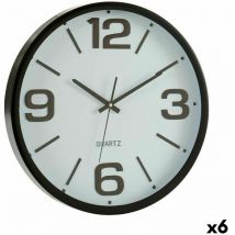 Reloj de pared blanco negro cristal plástico 40 x 5 x 40 cm (6 unidades)