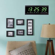 Senderpick - Reloj de pared digital radiocontrolado, pantalla grande, reloj de pared electrónico led, termómetro de salón Reloj led de pantalla