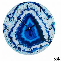Giftdecor - Gift Decor Reloj de Pared Mármol Azul Cristal 30 x 4 x 30 cm (4 Unidades)