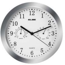 Elbe Reloj De Pared Rp-3005-p Plata Termometro