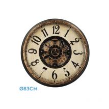 Fabrilamp - Reloj de pared treviso oro negro 83x83x10 cm engranajes con movimiento