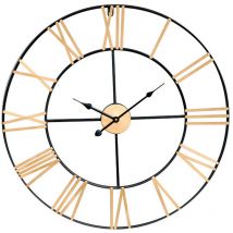 O91 - Reloj de Pared Vintage Negro/Bronce Ø60cm