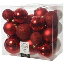 Caja de 26 bolas rojas varios tamaños ø6cm / ø8cm / ø10cm