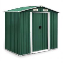 Abri de jardin en métal Abri á outils 204x132x185 cm vert avec fondation