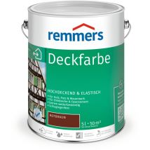 Remmers - Deckfarbe rotbraun, 5 Liter, Deckfarbe für innen und außen, Wetterschutzfarbe viele Untergründe, hochdeckend, wetterfest