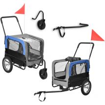 Remolque de bicicleta para Mascotas 143 x 67 x 96 cm hasta 20 kg Azul Gris Negro [ Pro.tec