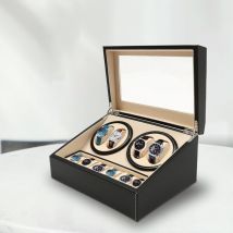 Boîte de rangement automatique pour montres avec 4 remontoirs + 6 boîtes de rangement de montres en cuir synthétique pour les magasins de montres et