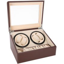 Sevengirl - Remontoir de montre à rotation automatique pour 4 montres automatiques et 6 montres-bracelets (marron)